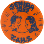 HAND PAINTED DOBBINS '49 BUTTON PLUS LARGE GROUP OF OTHER HIGH SCHOOL GRADUATION BUTTONS.