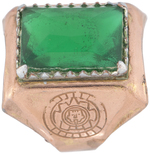 SKY KING AZTEC CALENDAR EMERALD RING.