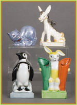 ANIMAL FIGURAL CERAMIC TOOTHBRUSH HOLDERS.