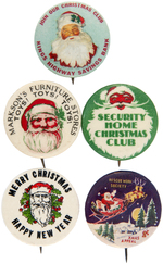 SANTA FIVE SCARCE BUTTONS FROM THE 1930s-EARLY 1950s.