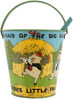 "THREE LITTLE PIGS - WHO'S AFRAID OF THE BIG BAD WOLF" SAND PAIL & SHOVEL.