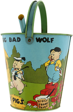 "THREE LITTLE PIGS - WHO'S AFRAID OF THE BIG BAD WOLF" SAND PAIL & SHOVEL.