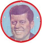 "KENNEDY FOR PRESIDENT" FULL COLOR FLASHER BUTTON WITH SMILING PORTRAIT.