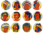 COWBOYS/INDIANS/FRONTIERSMEN LITHO BUTTON SET.