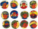 COWBOYS/INDIANS/FRONTIERSMEN LITHO BUTTON SET.