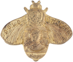 McKINLEY PORTRAIT ON FIGURAL EMBOSSED BRASS "GOLD STANDARD" GOLD BUG 1896 PIN.