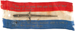 BRYAN 1896 RIBBON WITH HIS "THORN" QUOTATION AND ACTUAL THORN ATTACHED.