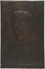 STRIKING C. 1919 TEDDY ROOSEVELT BRONZE PORTRAIT PLAQUE.