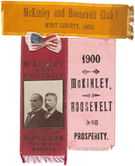 THREE McKINLEY ROOSEVELT RIBBONS.