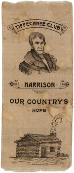 "HARRISON OUR COUNTRY'S HOPE" 1840 PORTRAIT RIBBON.