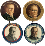 TAFT THREE COLORFUL CAMPAIGN BUTTONS PLUS 1909 INAUGURAL.