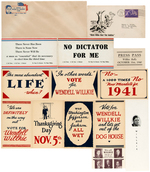 GROUP OF 22 PIECES OF WILLKIE CAMPAIGN EPHEMERA.