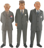 JOHN ERICKSON AND URBAN GUNNERSSON CARVED WOOD FIGURES OF IKE, KENNEDY AND JOHNSON.