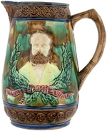 IMPRESSIVE LARGE ULYSSES S. GRANT MAJOLICA PITCHER.