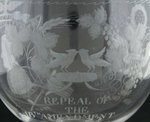 EXCEPTIONAL FRANKLIN D. ROOSEVELT ETCHED GLASS GOBLET CELEBRATING THE REPEAL OF PROHIBITION.