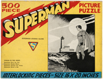 "SUPERMAN - SUPERMAN STANDS ALONE" BOXED 500-PIECE SAALFIELD PUZZLE.