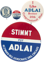 GROUP OF FOUR SCARCE ADLAI STEVENSON BUTTONS.