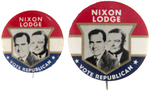 FOUR UNCOMMON TO SCARCE NIXON BUTTONS INCLUDING GOLDWATER ENDORSEMENT AND JUGATES.