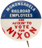 FOUR UNCOMMON TO SCARCE NIXON BUTTONS INCLUDING GOLDWATER ENDORSEMENT AND JUGATES.