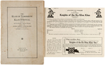 THREE KLAN ITEMS INCLUDING LITTLE ROCK ARKANSAS "PAY YOUR POLL TAX" CARD.