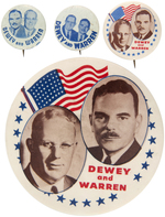 FOUR DEWEY/WARREN JUGATE BUTTONS.