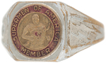 "SUPERMEN OF AMERICA - MEMBER" RARE EARLY CONTEST PRIZE RING.