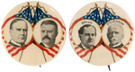 PAIR OF 1900 JUGATE BUTTONS McKINLEY/ROOSEVELT AND BRYAN/STEVENSON.
