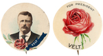 ROOSEVELT PAIR OF POPULAR 1904 ROSE REBUS BUTTONS HAKE #91 AND #190.