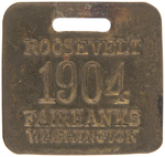 ROOSEVELT 1904 FOB PAIR, POCKETWATCH CASE BACK WITH CELLO PORTRAIT AND 1914 FOB.