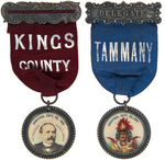 RARE PARKER AND TAMMANY "SARATOGA, SEP, 20, 1904" NEW YORK DEMOCRATIC STATE CONVENTION BADGES.