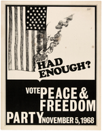 BOLD 1968 PEACE AND FREEDOM PARTY POSTER FROM ELDRIDGE CLEAVER'S CAMPAIGN.