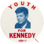 EARLY CAREER "YOUTH FOR KENNEDY" BUTTON FROM 1958 SENATE CAMPAIGN.