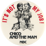 JACK DAVIS ARTWORK ON NETWORK PROMO BUTTON FOR "CHICO AND THE MAN."