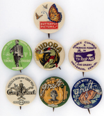 SEVEN EARLY MOVIE BUTTONS INCLUDING SIX SERIALS RELEASED 1914-1917.