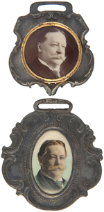 TAFT FOUR WATCH FOBS WITH CELLULOID PORTRTAITS.