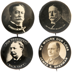 TAFT THREE REAL PHOTO CAMPAIGN BUTTONS PLUS SHERMAN REAL PHOTO MEMORIAL BUTTON.