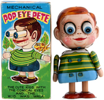 "MECHANICAL POP EYE PETE" BOXED WIND-UP TOY.