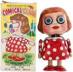 "MECHANICAL COMICAL CLARA" BOXED WIND-UP TOY.