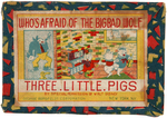 "WHO'S AFRAID OF THE BIG BAD WOLF - THREE LITTLE PIGS" RARE BOXED BISQUE SET.