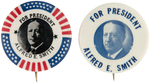 AL SMITH 1928 PAIR OF PORTRAIT BUTTONS.