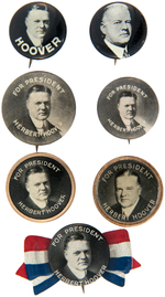 SEVEN UNCOMMON HOOVER PORTRAIT BUTTONS.