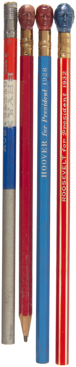 BRYAN, SMITH, HOOVER AND ROOSEVELT WOODEN PENCILS.