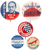 ADLAI STEVENSON GROUP OF FIVE UNCOMMON BUTTONS.