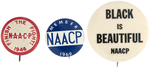 GROUP OF THREE NAACP CIVIL RIGHTS BUTTONS.