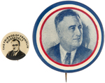 "THE FRIENDS OF FRANKLIN ROOSEVELT" REAL PHOTO BUTTON AND BLUETONE PORTRAIT BUTTON HAKE #2024.