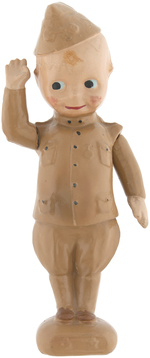 WORLD WAR I KEWPIE-LIKE SOLDIER PLASTER STATUE WITH MOVING ARMS.