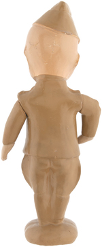 WORLD WAR I KEWPIE-LIKE SOLDIER PLASTER STATUE WITH MOVING ARMS.