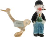 BARNEY GOOGLE, SPARK PLUG & RUDY THE OSTRICH PLASTER STATUE TRIO.