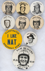 PAUL MUCHINSKY COLLECTION OF DIRT TRACK AND NASCAR RACE CAR DRIVER BUTTONS.