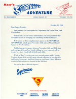 "MACY'S SUPERMAN ADVENTURE" CONTESTANT PARTICIPANT'S LETTER.